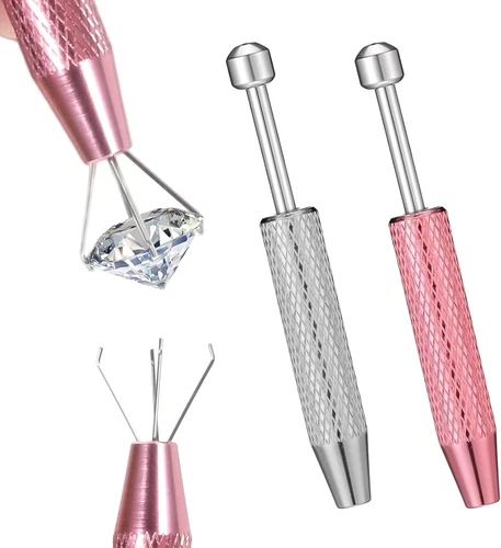 2 Pcs Piercing Ball Grabber Tool, Piercing Changing Tools 4 Claw Diamond Tweezer - product listing photo
