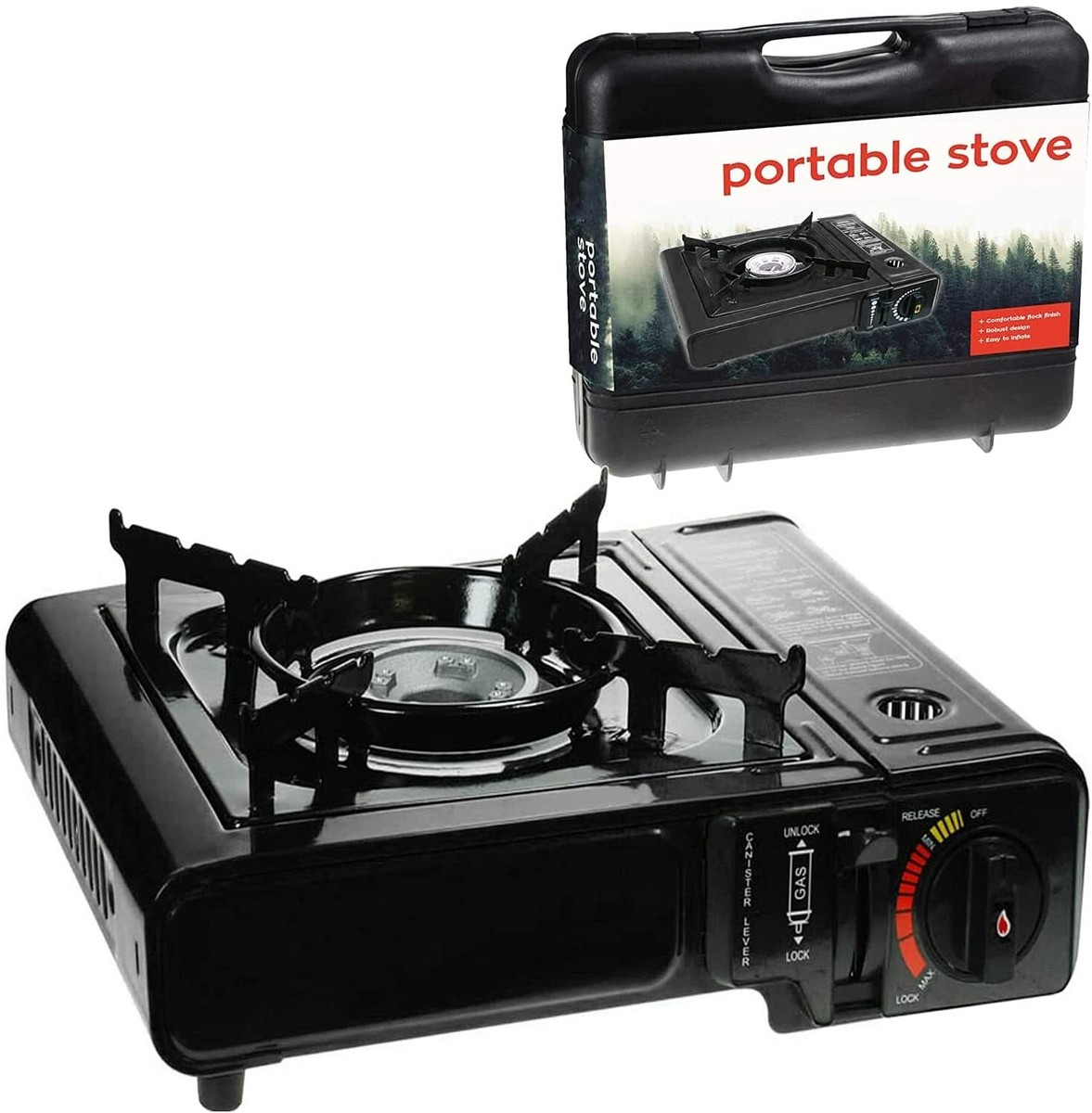 Portable Camping Stove with HARD Cary Case, Automatic Ignition u0026amp; Heat  Control | eBay