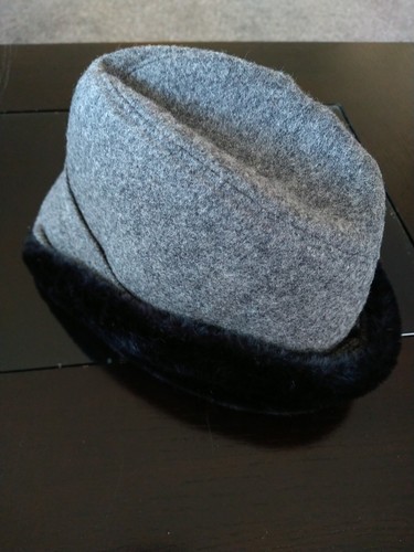 Thinsulate 100% Tweed Wool Fedora Hat w/ Ear Flaps Fleece Size Large Made in USA - Picture 4 of 11