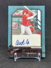 2021 Panini Playbook Autographs Red #21 Austin Hendrick 074/100 Cincinnati Reds