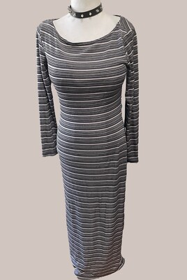 Vintage 90s Dress Long Maxi Striped BodyCon Dress Stretch Jersey Grunge Glam S | eBay Vintage 90s Dress Long Maxi Striped BodyCon Dress Stretch Jersey Grunge Glam S | eBay