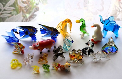 Vintage Mini Glas Tiere wählen Engel Fisch Ente Gans Schwan Elefant Schildkröte Katze
