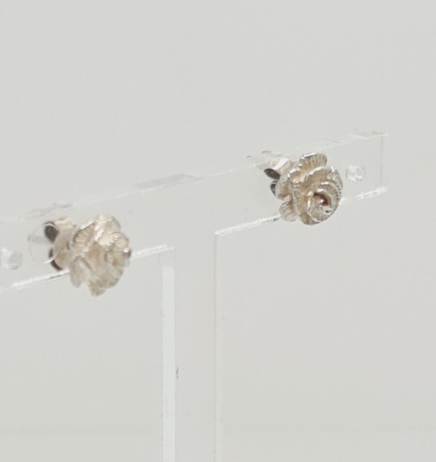 Gorgeous Solid Rose Stud Earrings 925 Solid Silve… - image 8