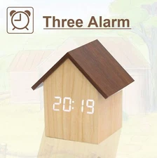 Wood Alarm Clock Digital Led with USB Charger,Upgraded 3 Alarms