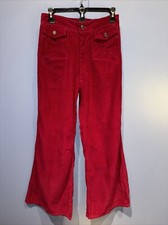 27 X 27 Corduroy Wide Leg Vintage Pant Super Bell Bottom, Cranberry Red, Cotton