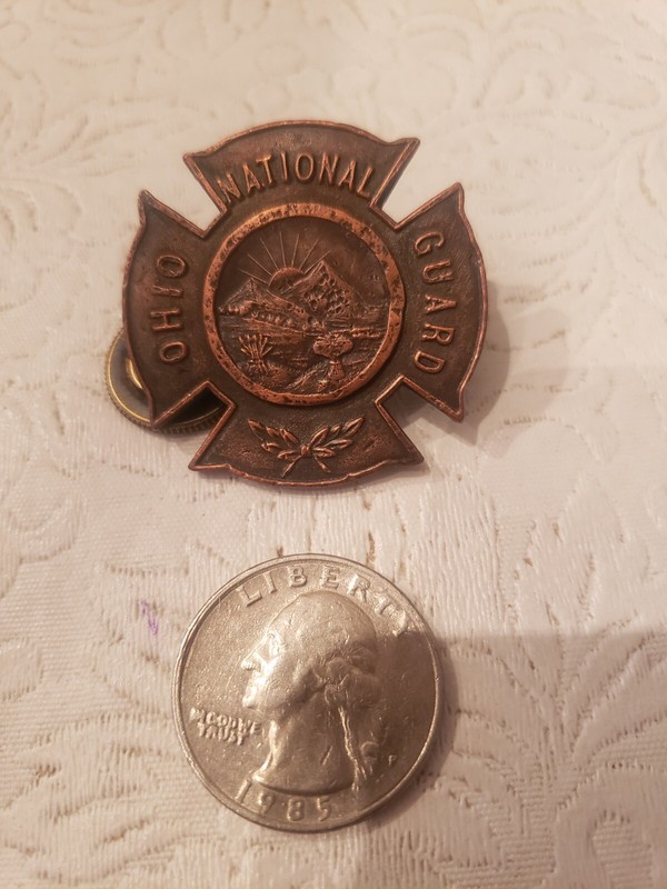 RARE 1900s OHIO NATIONAL GUARD KEPI BADGE MEDAL USED VF S/B