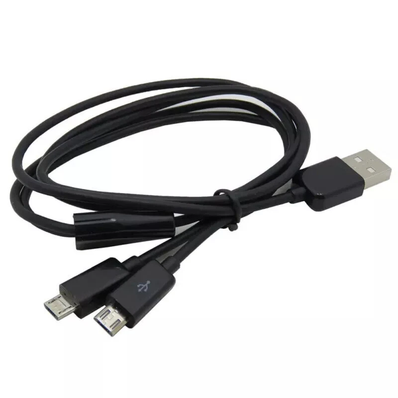 USB 2.0 A to Dual Micro 5Pin Data Charging Cable Y Splitter | Male to Male 1m - Image 3 of 4