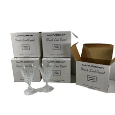 Vtg NOS W.M. Dalton 5X French Lead Crystal Unit No 2 Wine 4OZ Glasses (10) TOTAL