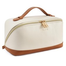 Makeup Bag Large Capacity Travel Cosmetic Bag Portable PU Leather Water Resis...