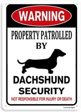 Warning Property Patrolled by Dachshund Tin Metal Signs Home D cor 8x12