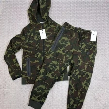 Nike Tech Fleece Youth Boys Camo Full-Zip Tracksuit FN9120-010 FN9118 FN9120 New
