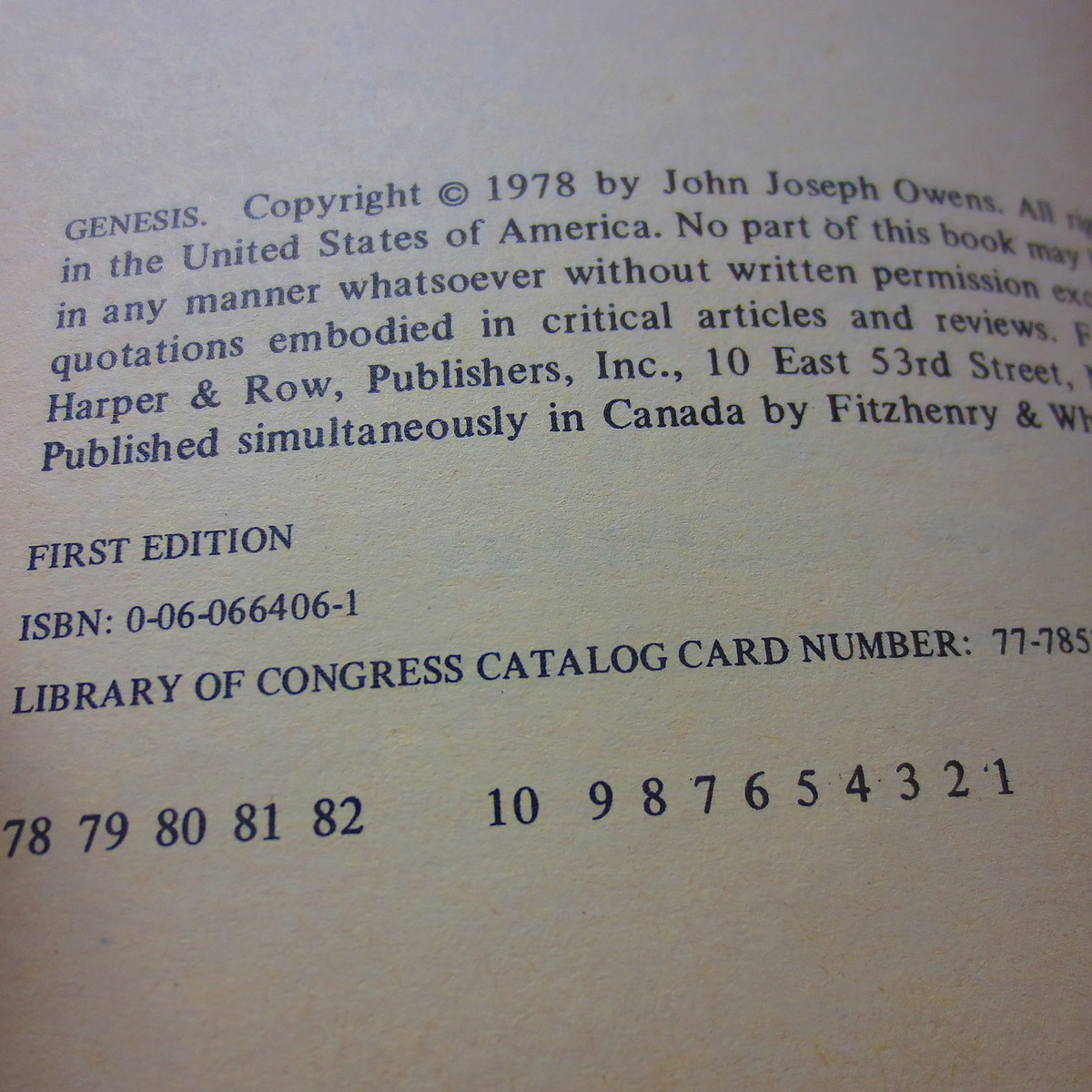 Genesis Analytical Key to the Old Testament John Joseph Owens