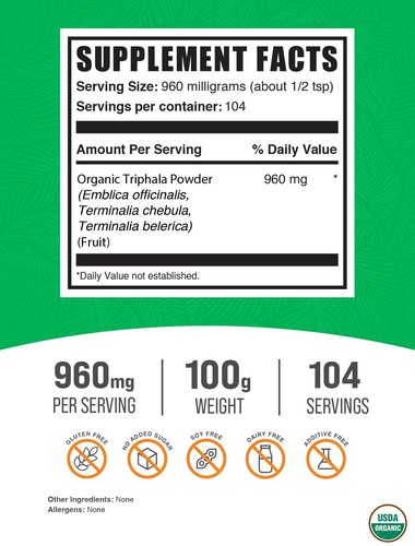 BulkSupplements Organic Triphala Powder - 960mg per Serving - Picture 8 of 12