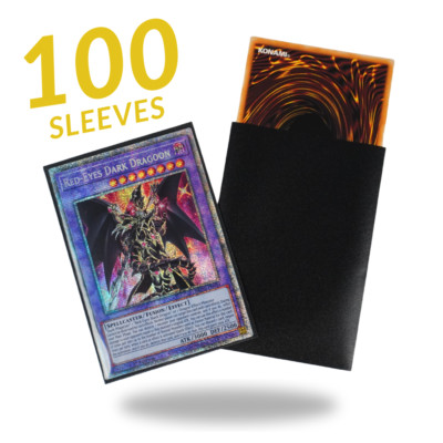 Yu-Gi-Oh! Black Card Sleeves, 100 Pcs per Pack, Matte Card Sleeves Size 62x89m