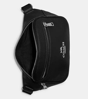 Coach CJ507 Elias Unisex Belt Bag In Leather Silver/Black for sale 