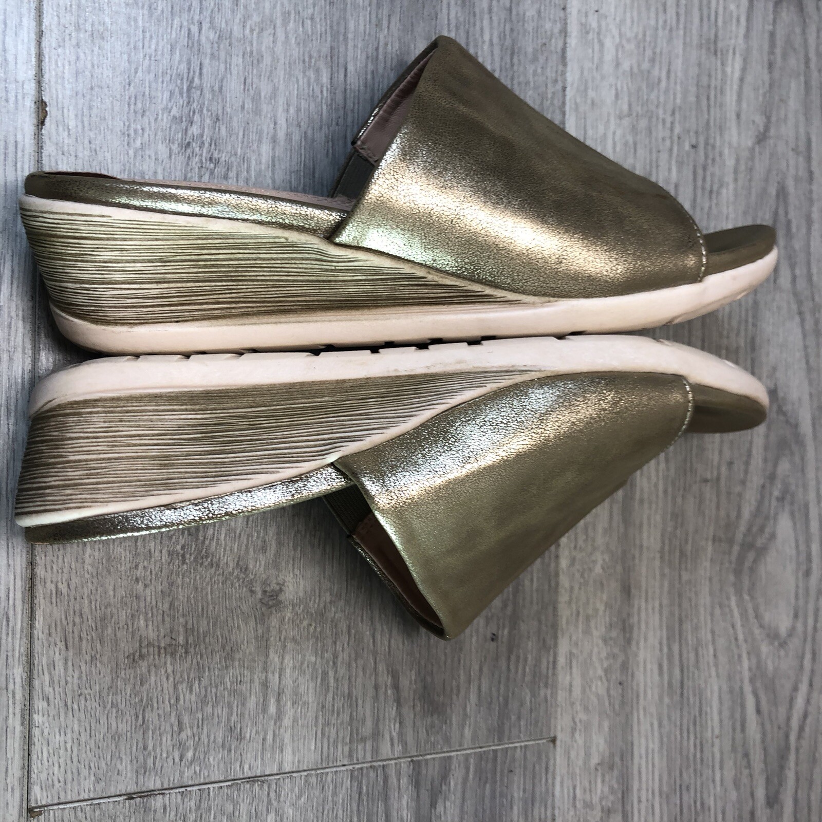 PANTOFOLA D’ORO CIPRIATA donna moda manica a soffietto rotonda zeppa alta mulo estate uk6