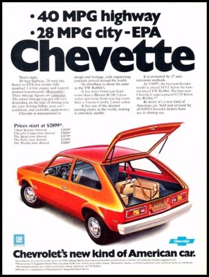 1976 Chevrolet Chevette Vintage Advertisement Print Car Art Ad D179