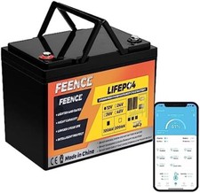 FEENCE12V 100Ah Bluetooth LIFEPO4 Battery Perfect for RV,Solar Trolling Motor