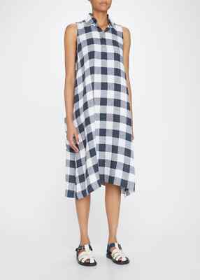 eskandar linen dress Eskandar Two-Tone Tiered Pleated Sleeveless Dress