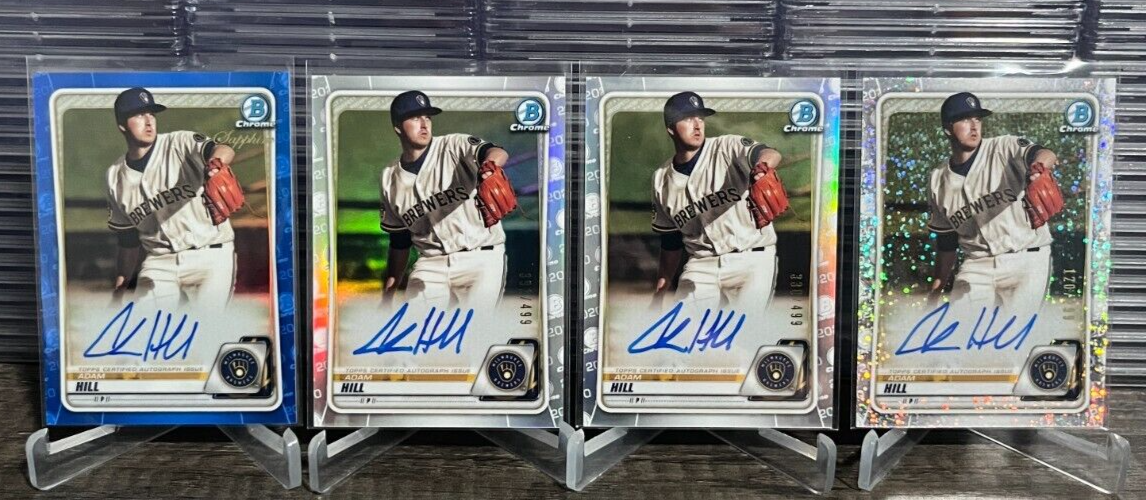 4) 2020 Bowman Chrome Adam Hill 1st Rookie Sapphire Refractor Auto