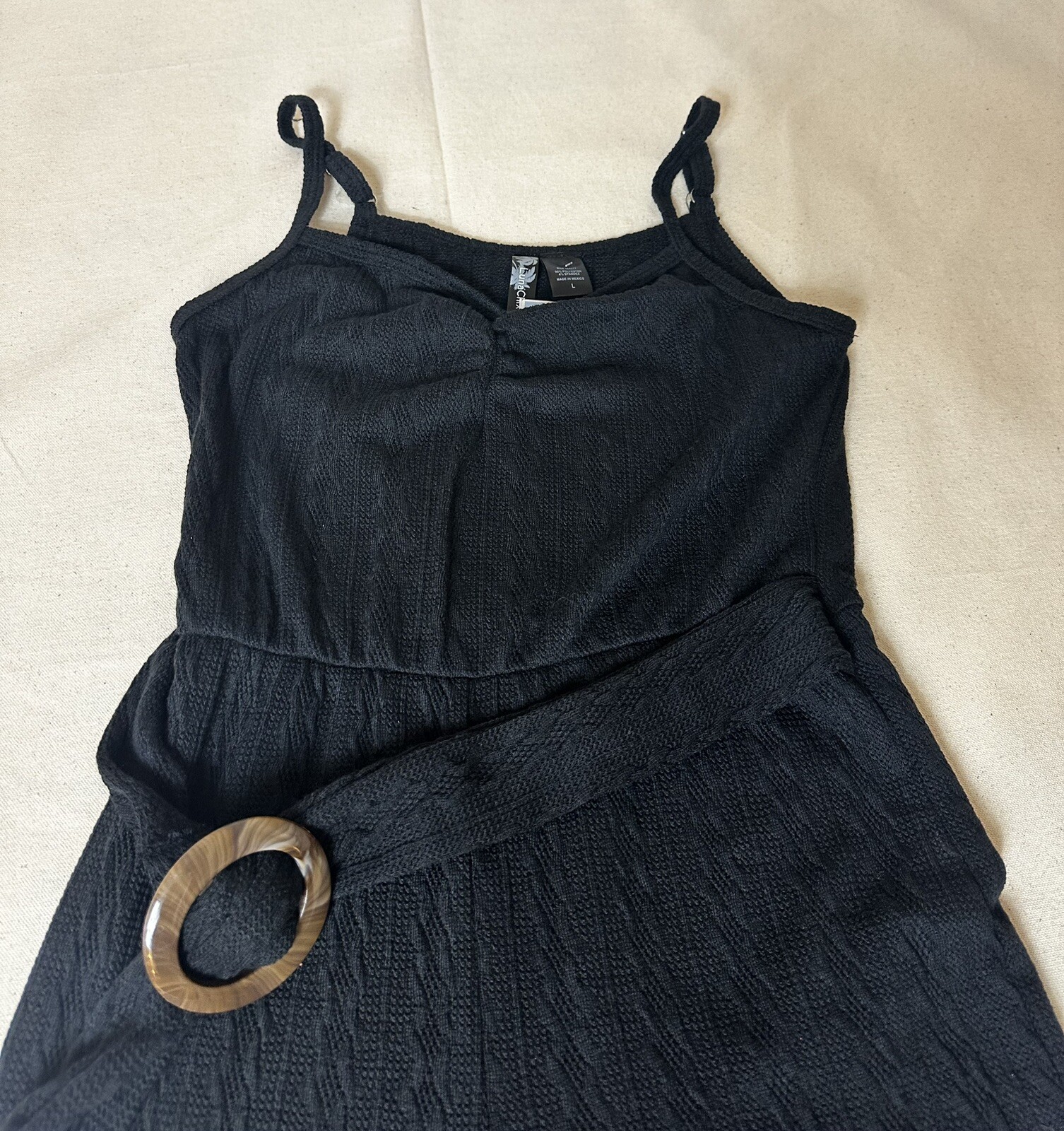 Luna Chix Crochet Spaghetti Strap Knit Blue Jumpsuit Size Large