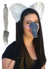Elephant Ears Tail Nose Costume Accessories Kit Set Adult Child Kid Furry Gray