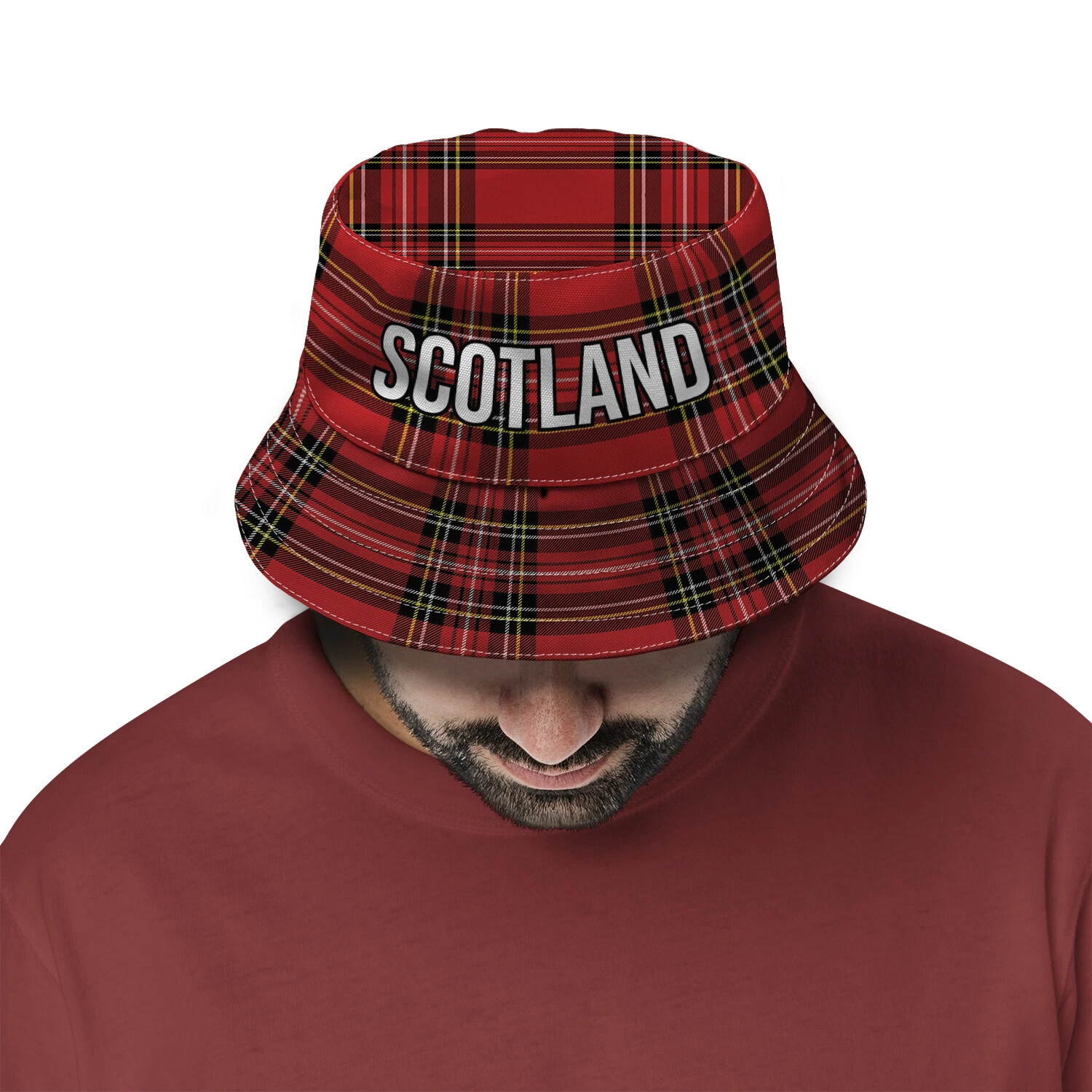Scotland Football Bucket Hat Scotland Red Tartan Fisherman hat