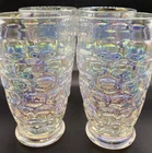 4 Vtg MCM Federal Glass Colonial Iridescent 12 Oz Flat Tumblers 5 3/8” USA EUC