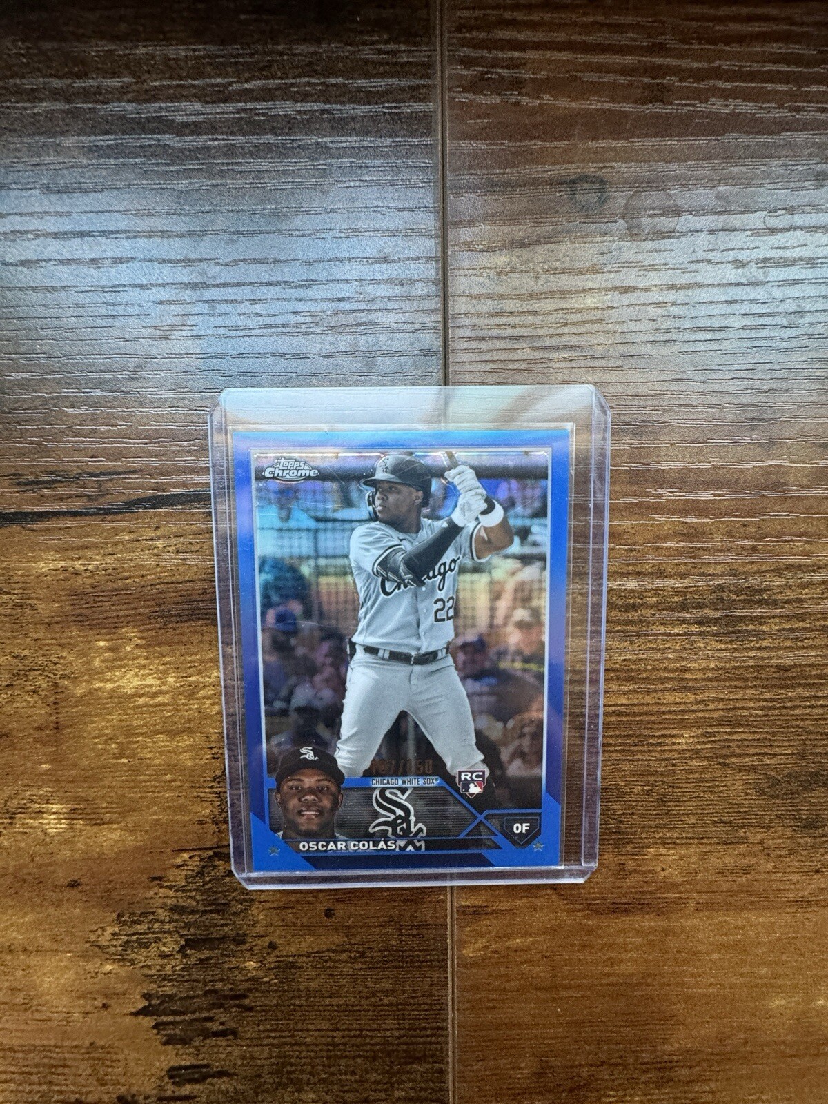 2023 Topps Chrome Chrome Oscar Colas RC Blue Refractor /150 White Sox #145