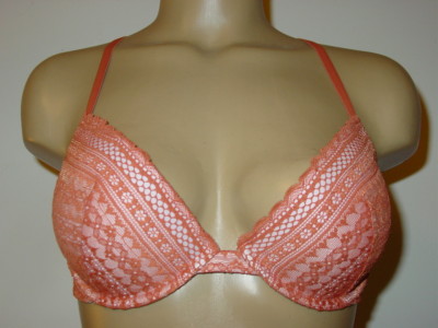 Victoria's Secret Rust Brick Red Padded Plunge Bra Underwires Racerback-32DD-NEW
