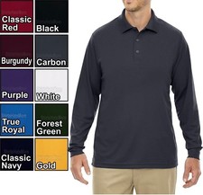 BIG MENS Performance Dri Fit Wicking Long Sleeve Polo Golf Shirt 2X, 3X, 4X,5X
