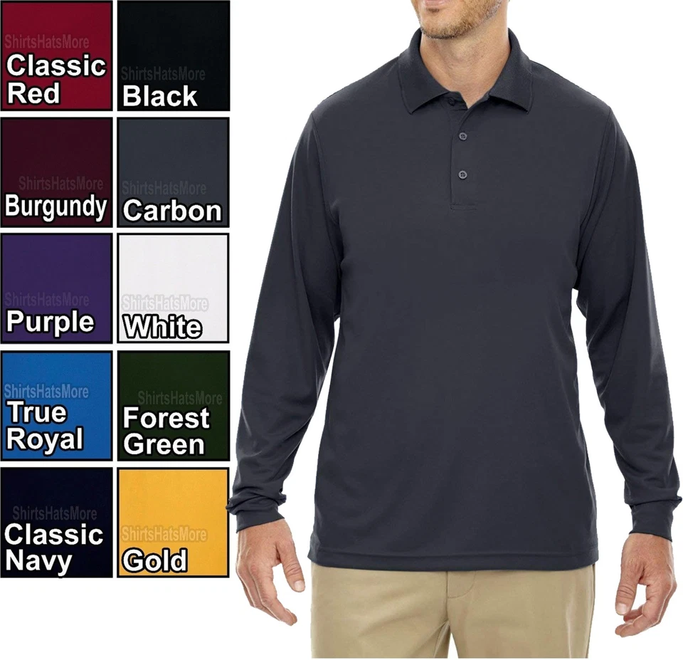 CSW BIG MENS Performance Dri Fit Wicking Long Sleeve Polo Golf Shirt 2X, 3X, 4X,5X