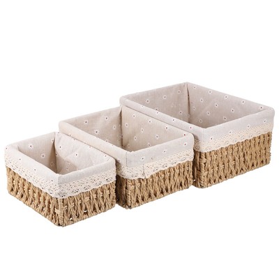  3 Pcs Aufbewahrungskorb Aus Rattan Büro Organizer Aufbewahrungsfach