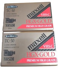 New Lot Of 2 Maxwell VHS-C Blank Camcorder Tapes HGX Gold
