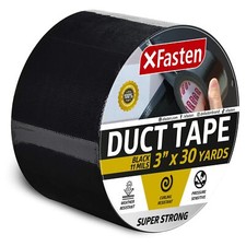 XFasten Super Strength Duct Tape, Black, 3" x 30 Yards, Indoor and Outdoor Du...