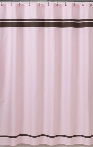 HOTEL PINK BROWN MODERN STRIPE BATH FABRIC SHOWER CURTAIN SWEET JOJO DESIGNS