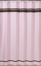 HOTEL PINK BROWN MODERN STRIPE BATH FABRIC SHOWER CURTAIN SWEET JOJO DESIGNS