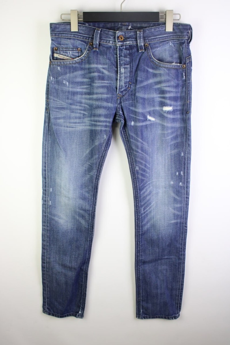 DIESEL THAVAR Wash 0885S Blue Denim SLIM SKINNY Distressed Jeans