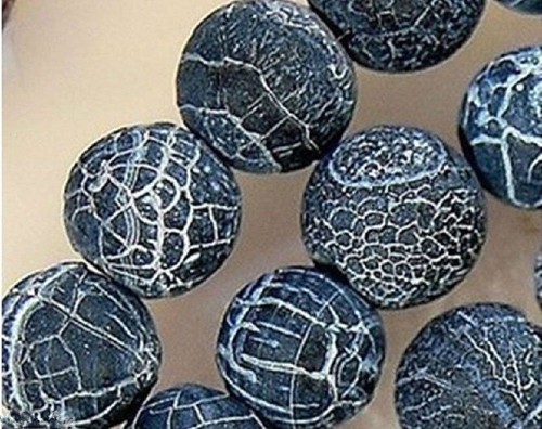 8mm Black Dream Fire Dragon Veins Agate Round Gems Loose Beads 15" - 第 2/6 張圖片