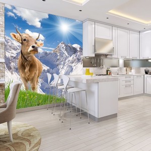 Weisse Berglandschaft Fototapete Braune Kuh Tapete Kuche Wohnkultur Ebay