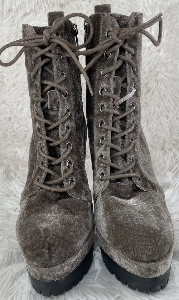 Botines ALDO 'Aliria' de terciopelo verde con cordones/crebilla plataforma tacón alto para mujer 7,5 Foto 2 de 4