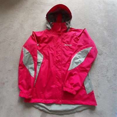 Sprayway Damen rosa grau Wanderjacke Mantel mit umklappbarer Kapuze Gr. 12