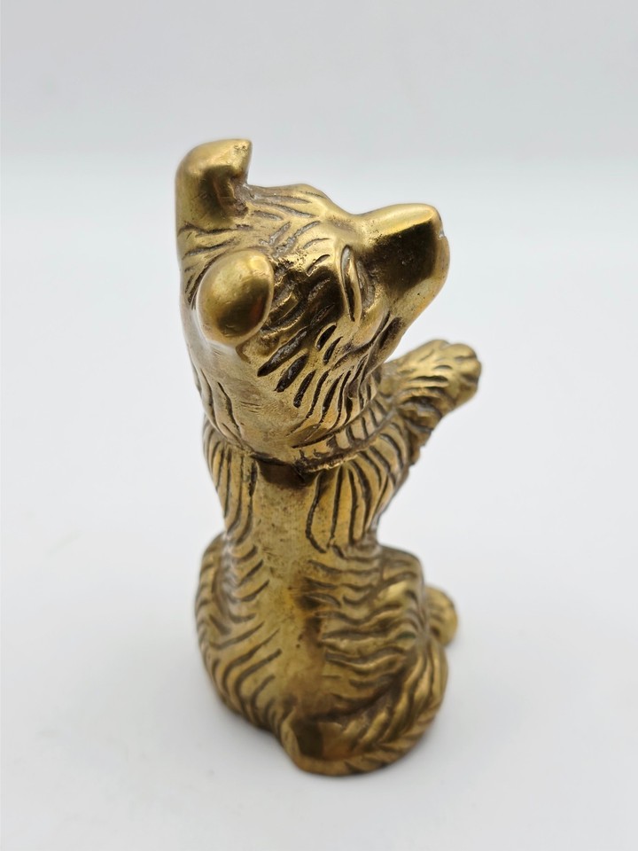 Vintage Solid Brass Begging Dog Figurine Terrier Statue Shelf Decor ...