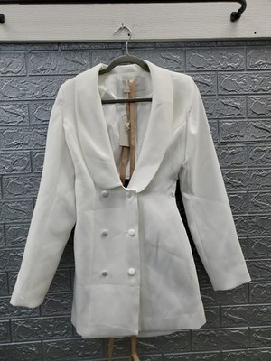 NEW Meshki Trinity Crepe Blazer Dress-White Womens Size Small US