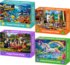 100 Piece Puzzles for Kids Ages 4-6, 4 in 1 Jigsaw Puzzles for Kids Ages 6-8