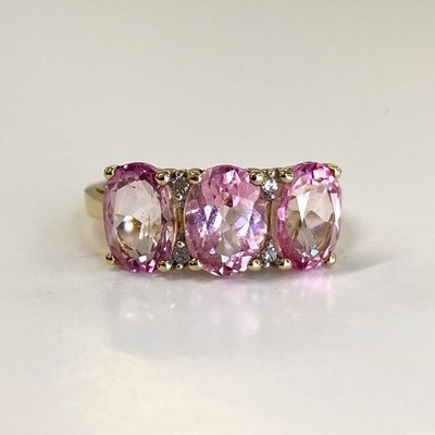 Rottopas & Diamant Ring 9 kt Gold Trilogie gepunzt 375 Gelbgold - Größe P