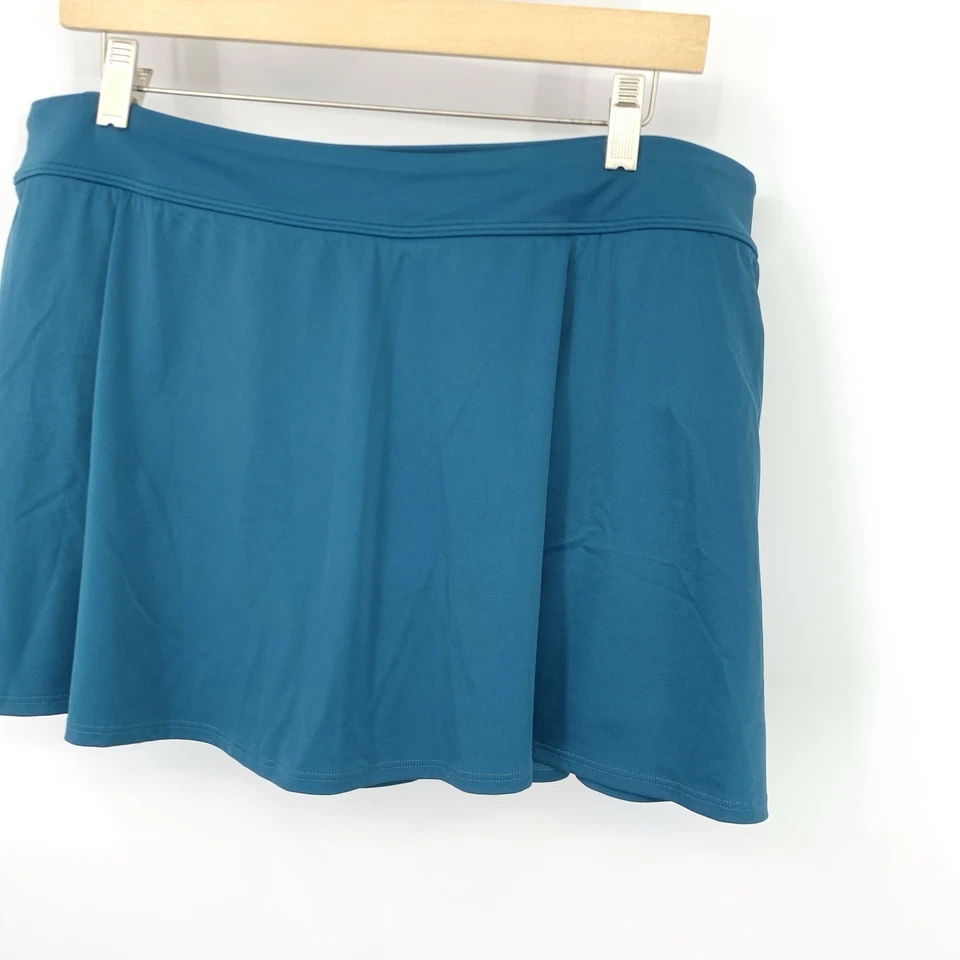 LL Bean Women Size 18 Swim Skirt Swimwear Bathing Suit Bottom Teal Blue Liner - Image 2 of 4