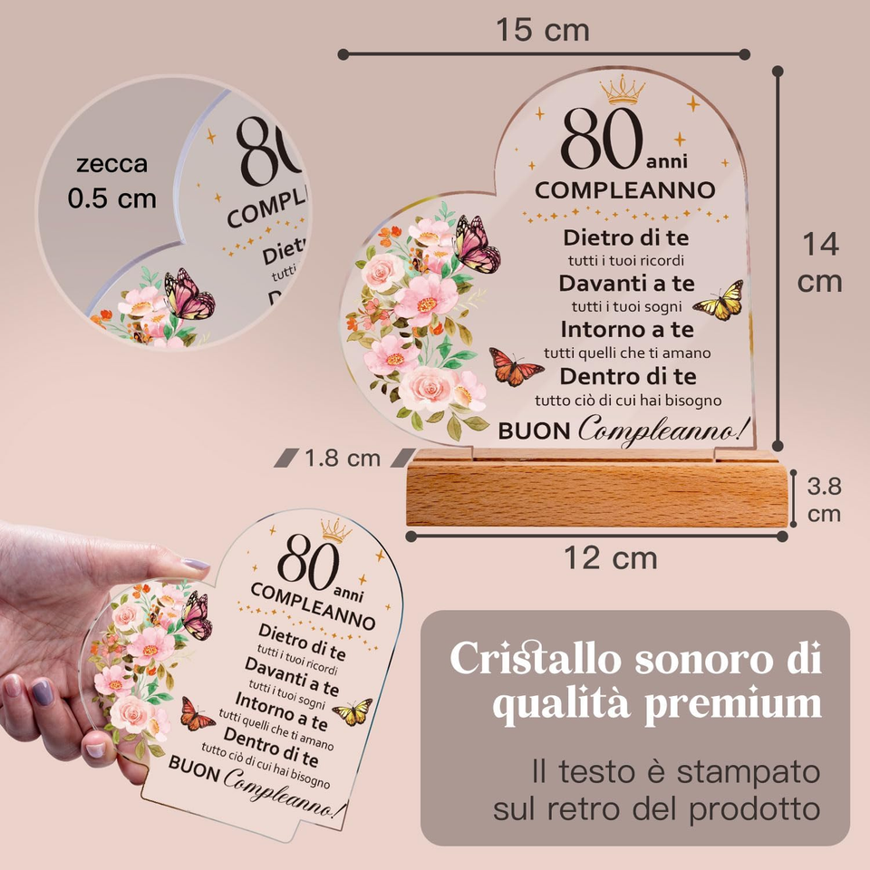 Yobent Regalo per 80° compleanno, portachiavi