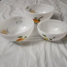 Vintage Fire King Fruit Pattern Milk Glass Nesting Bowls Set of 3 USA