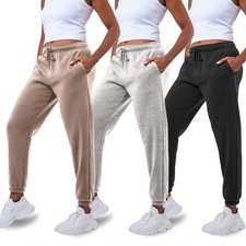 3 Pack Sweatpants , Comfortable Womens Sweatpants, Fleece Womens Elastic Cuff...